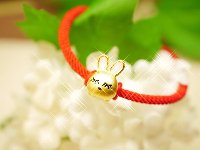 黄金串珠-生肖兔手绳金饰-黄金9999 (赠送米兰手绳) - 手链/手环 - 24k 金 金色