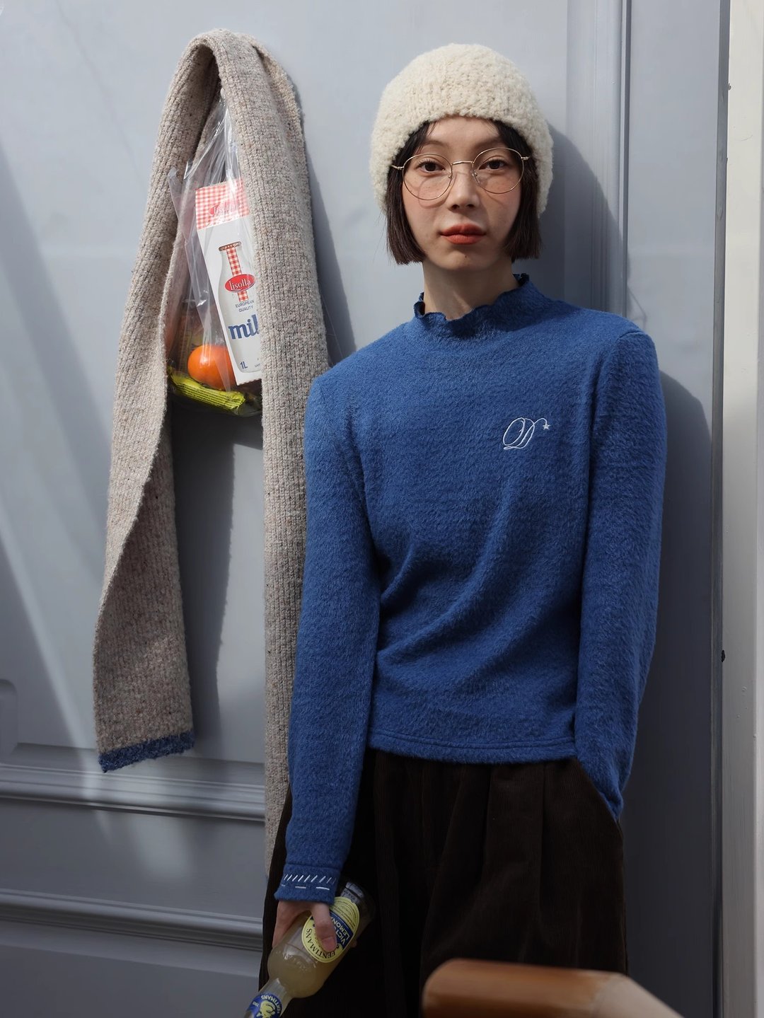 odd maker纯色长袖弹力打底衫女内搭秋冬复古百搭针织长袖上衣 - 女装上衣 - 其他人造纤维 
