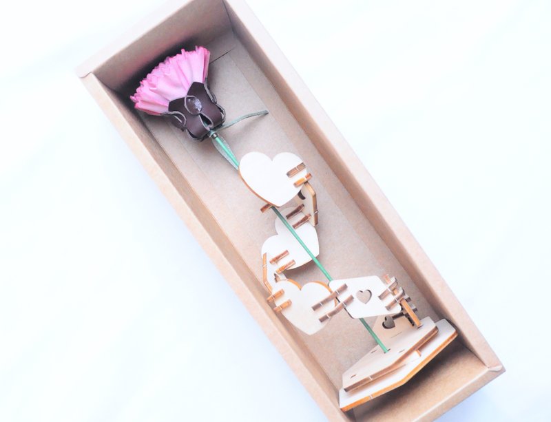 皮革康乃馨 白蜡樱 皮革材料包 刻名 皮革花 永不凋谢 母亲节礼物 - 皮件 - 真皮 粉红色
