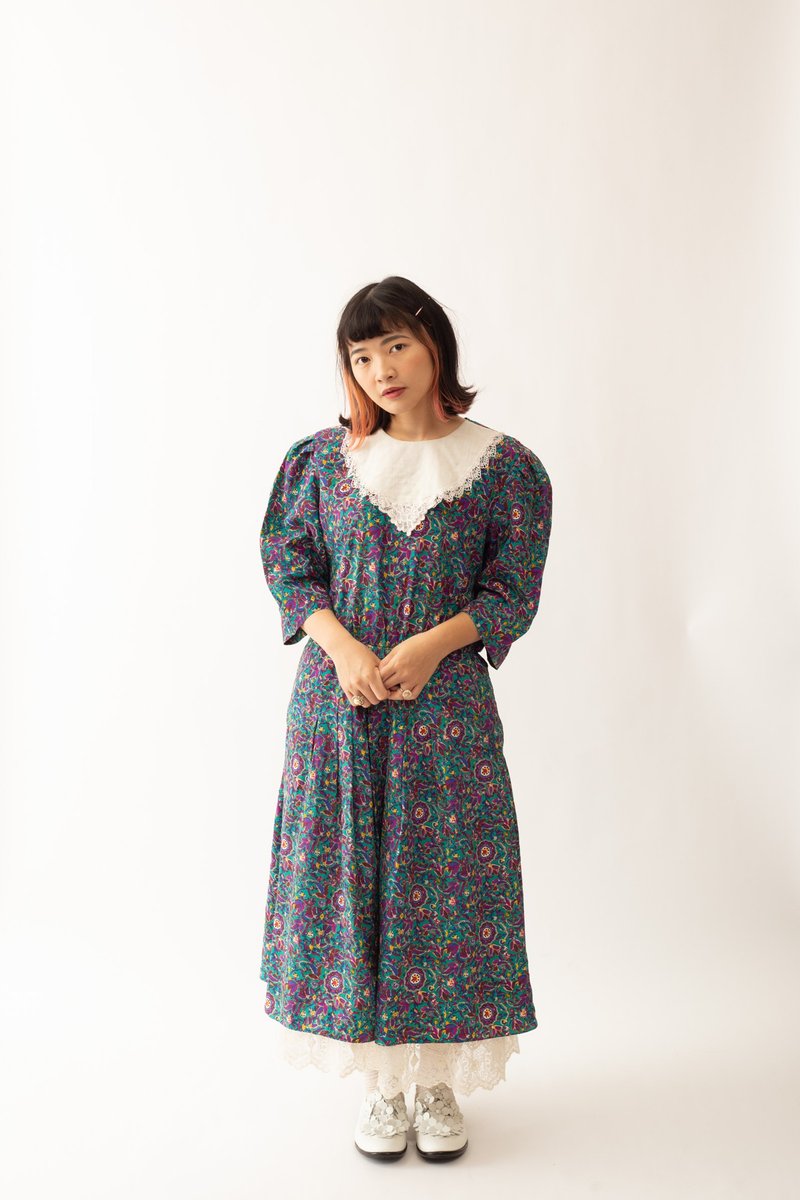 Vintage American dress 古着美式洋装【初恋贩卖所】B642 - 洋装/连衣裙 - 聚酯纤维 