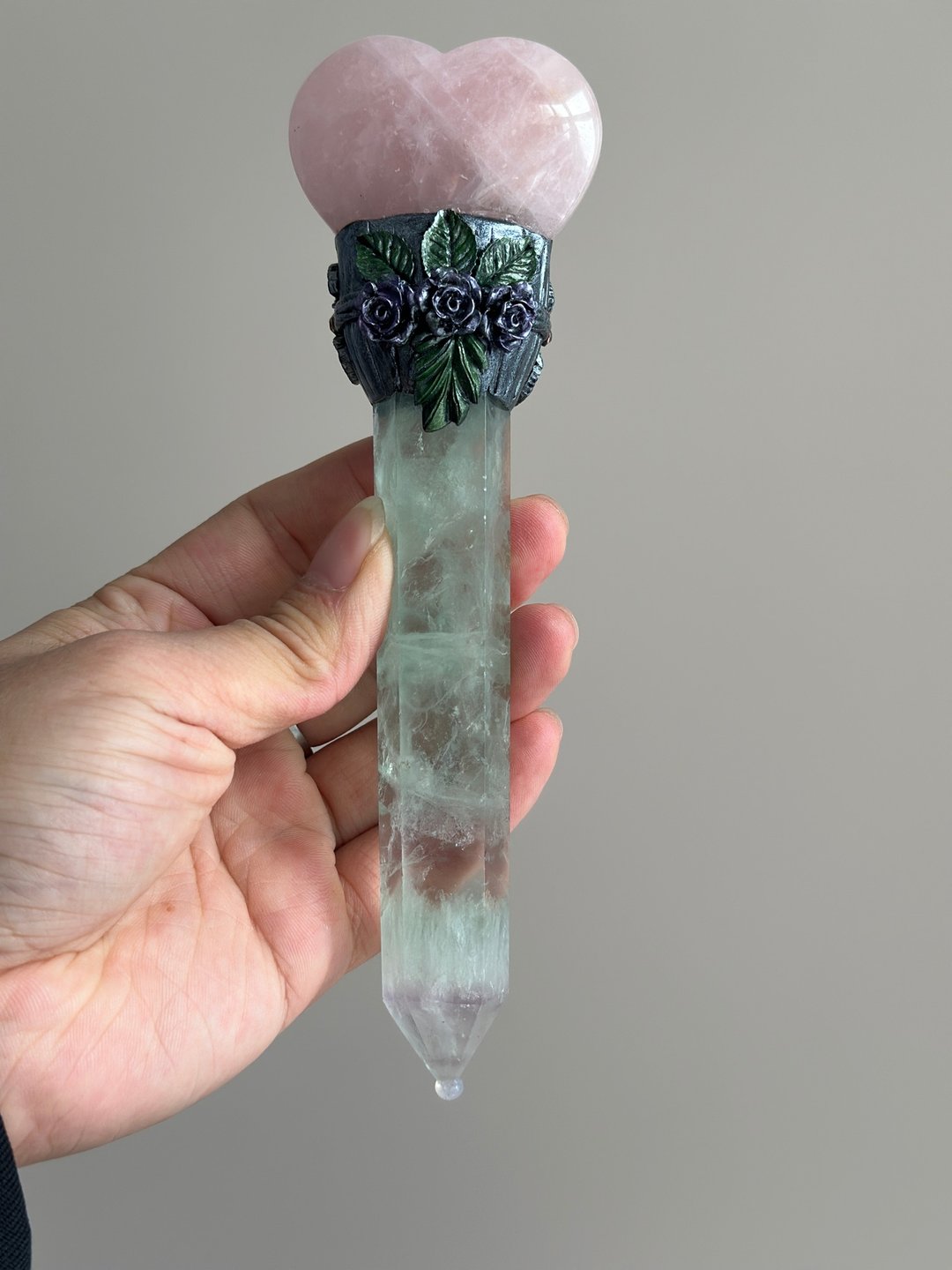 孤品仅一件纯手工制作绿萤石水晶魔法棒疗愈家居摆件 - 摆饰 - 水晶 绿色