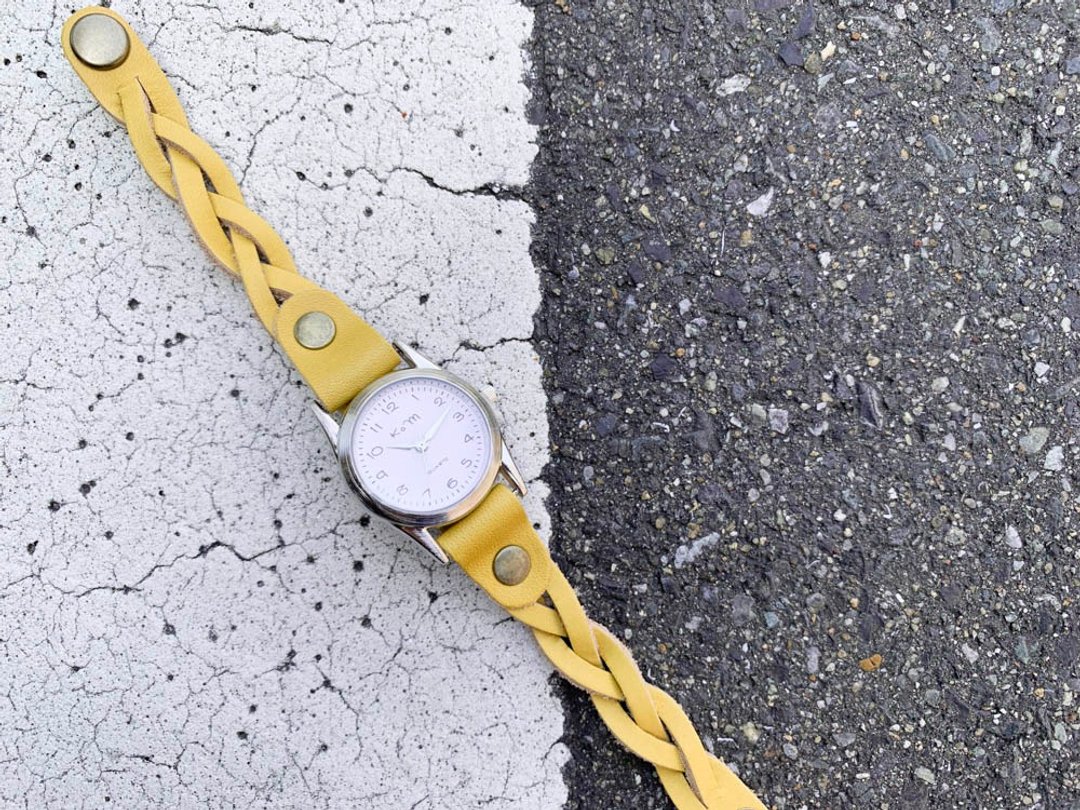EDGE As good as the sun Yellow edge knit watch Braided mesh EKW-YY - 女表 - 真皮 黄色
