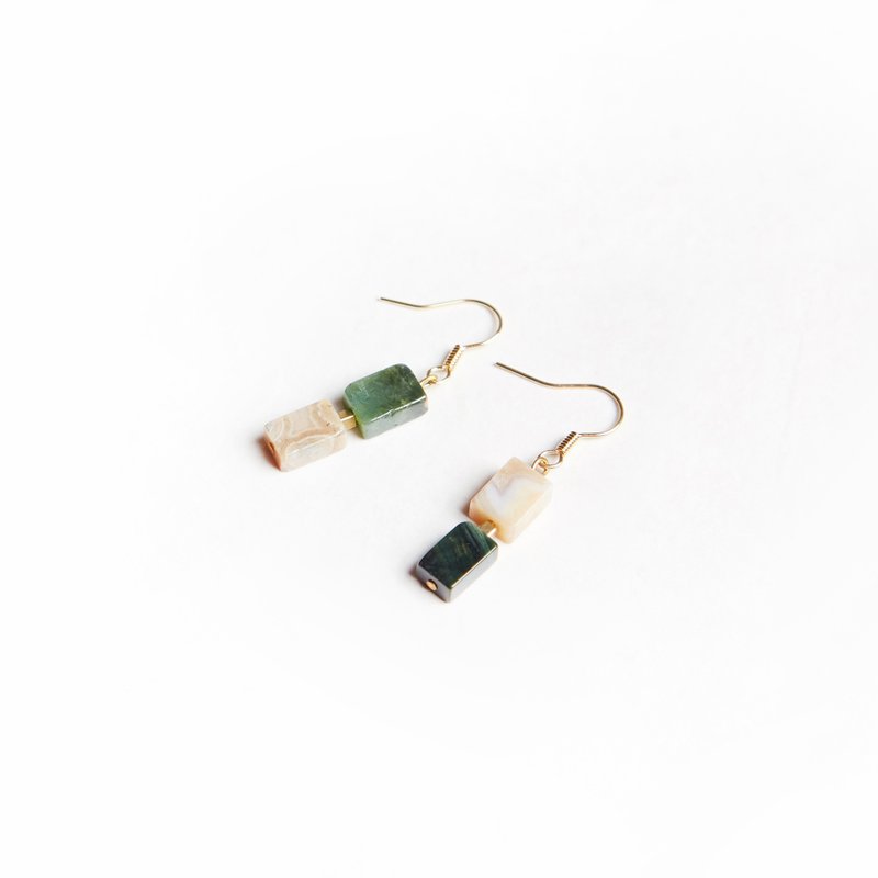 Double ' Ocean stone earring - 双色海洋石耳环 - 耳环/耳夹 - 宝石 多色