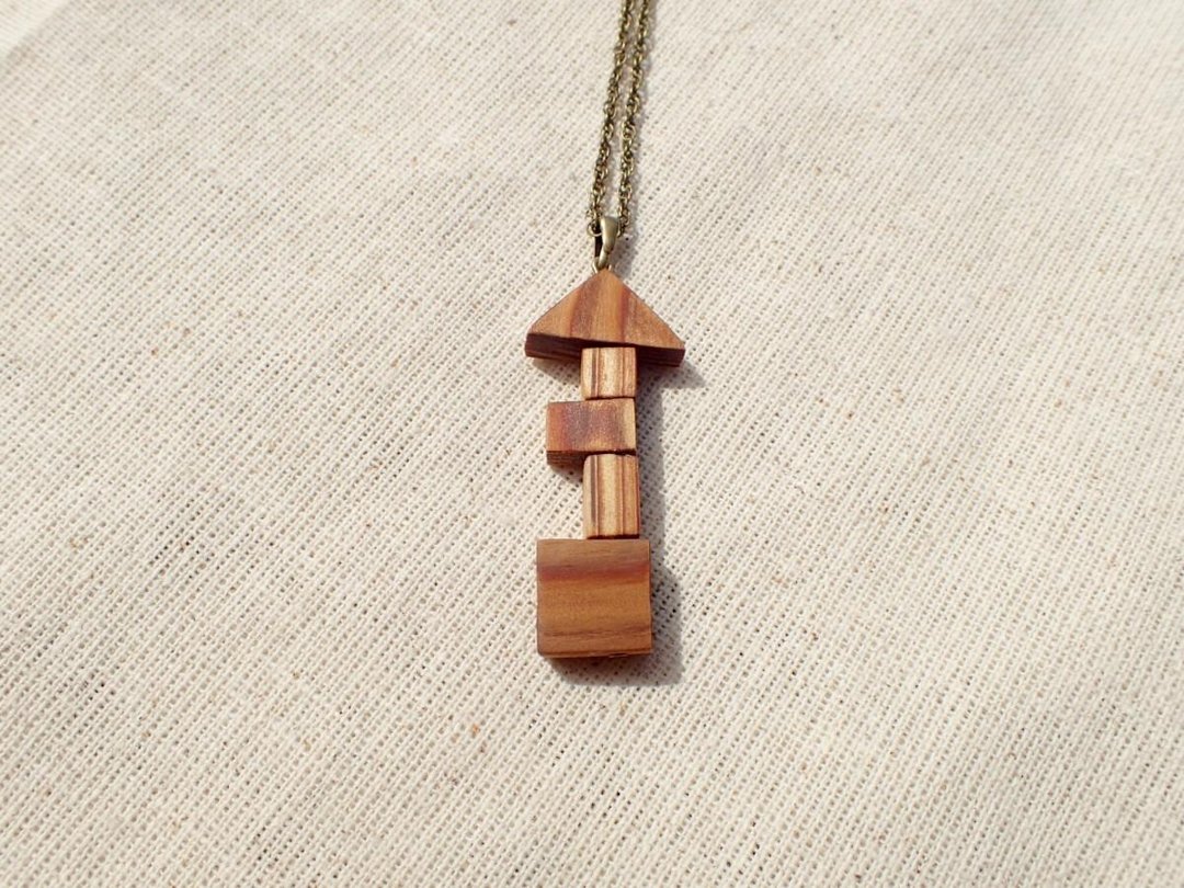 tsumiki-no-tou necklace - 项链 - 木头 咖啡色