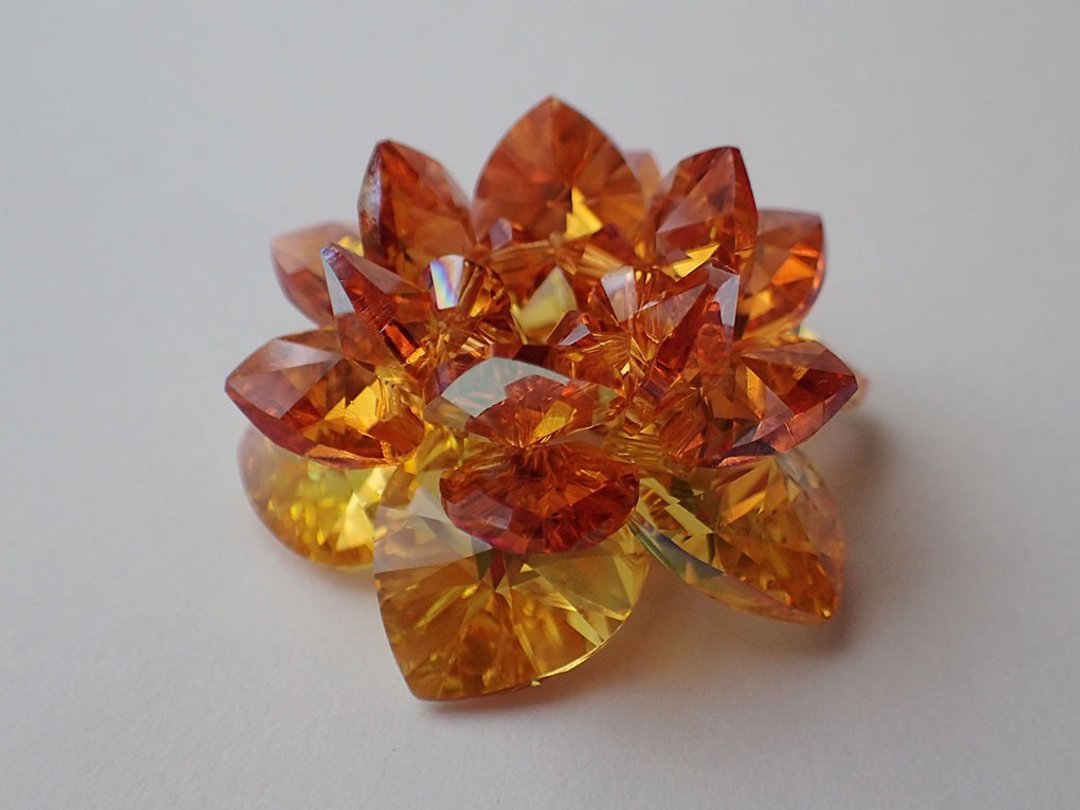 莲花 摆件 SWAROVSKI ELEMENTS(施华洛世奇元素) - 摆饰 - 玻璃 橘色