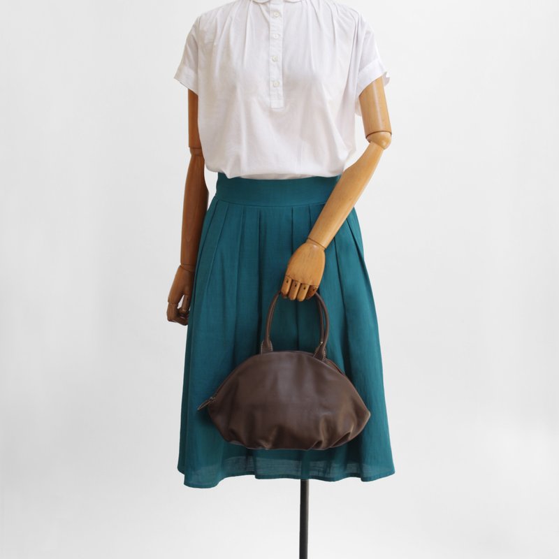 Brown leather / almond bag - 手提包/手提袋 - 真皮 咖啡色