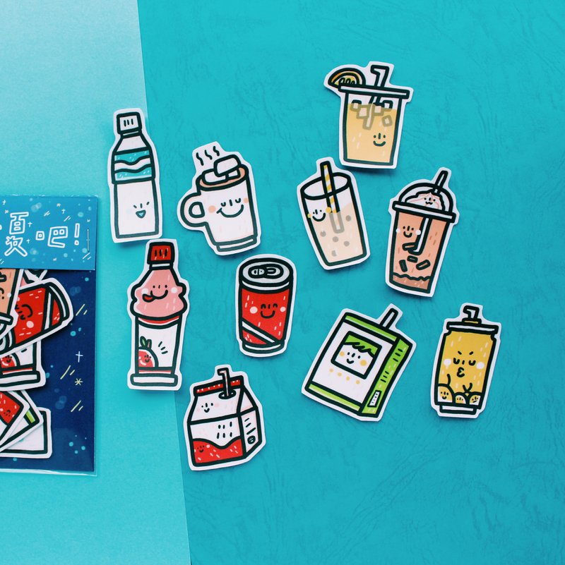 凉一夏吧！ / 贴纸组 - 贴纸 - 纸 蓝色