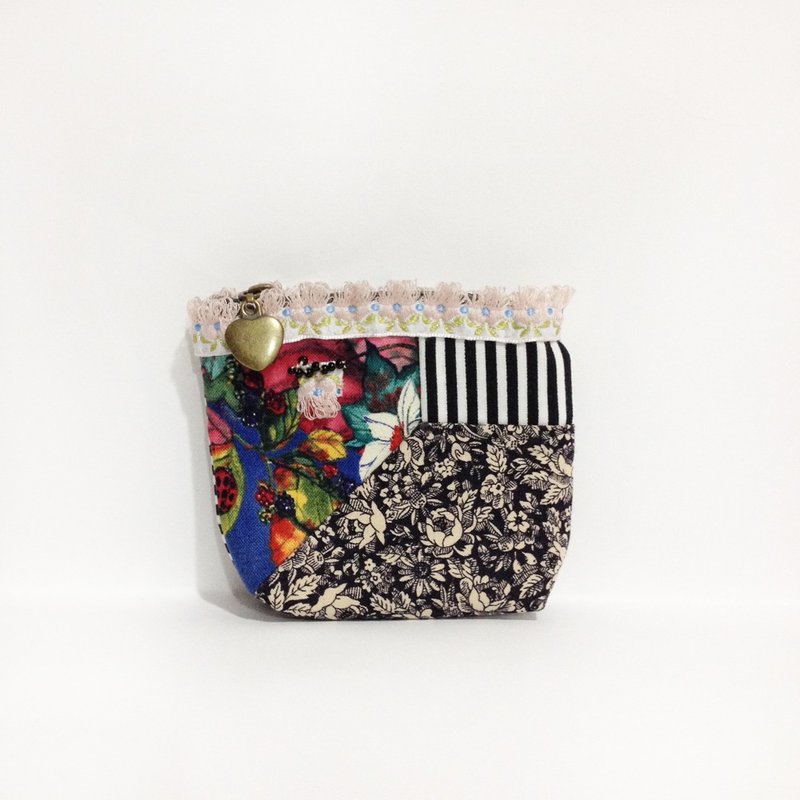 拼接 骨董布 小零钱包   只有一个 - 零钱包 - 棉．麻 多色