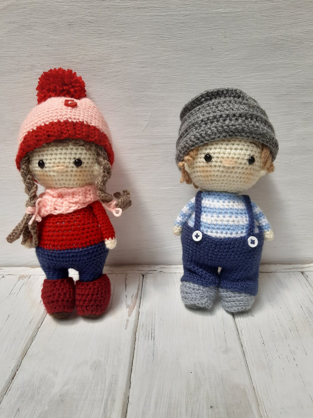 娃娃女孩 娃娃男孩 手工钩针 毛绒玩具 毛绒玩具 针织礼品 Amigurumi - 玩具/玩偶 - 压克力 多色