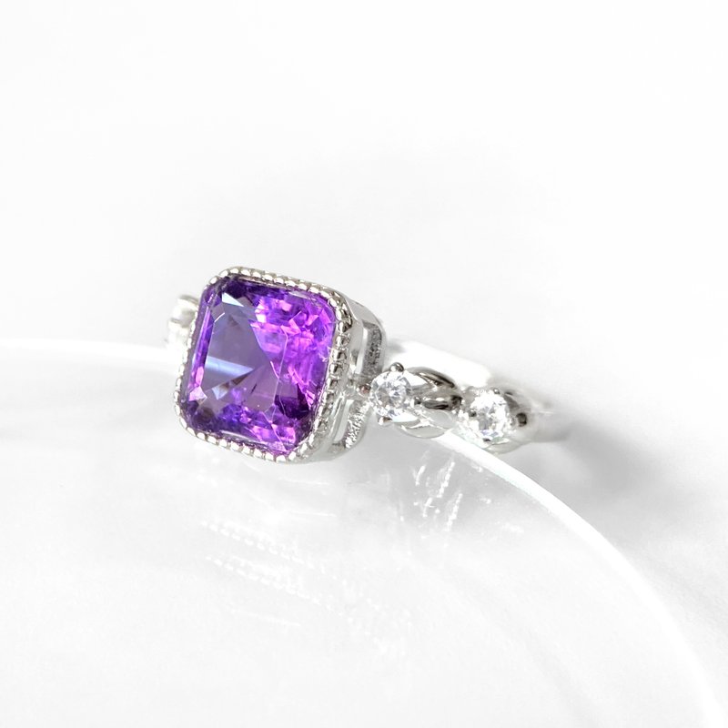 微瑕品5折 | 巴西紫水晶纯银戒指 (优雅浓紫) - 戒指 - 纯银 