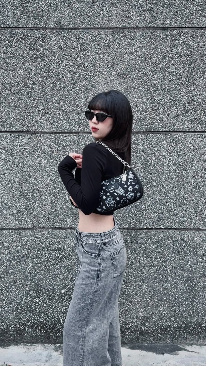 【DOUGHNUT】防泼水 手提/肩背2用 半月包 女包-黑 MC - 侧背包/斜挎包 - 尼龙 黑色