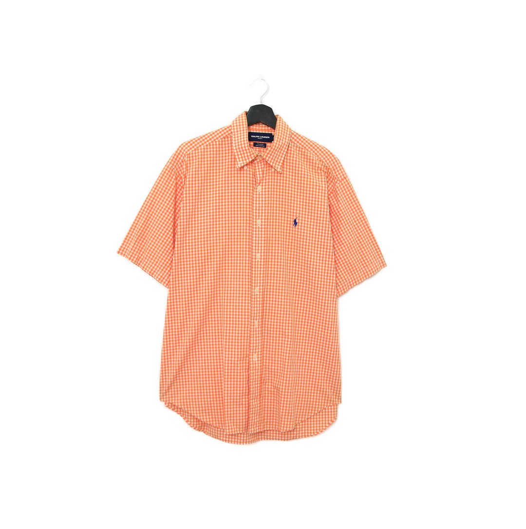Back to Green-品牌衬衫 polo 橘白 格纹 d-01 vintage shirt - 男装衬衫 - 棉．麻 