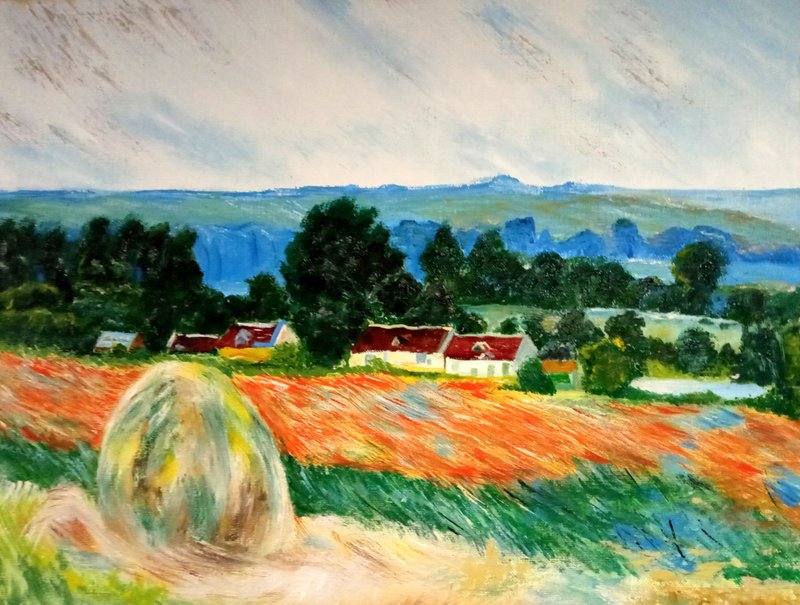 Free copy of the famous painting by Claude Monet Haystack in Giverny. 35x45 cm - 墙贴/壁贴 - 其他材质 