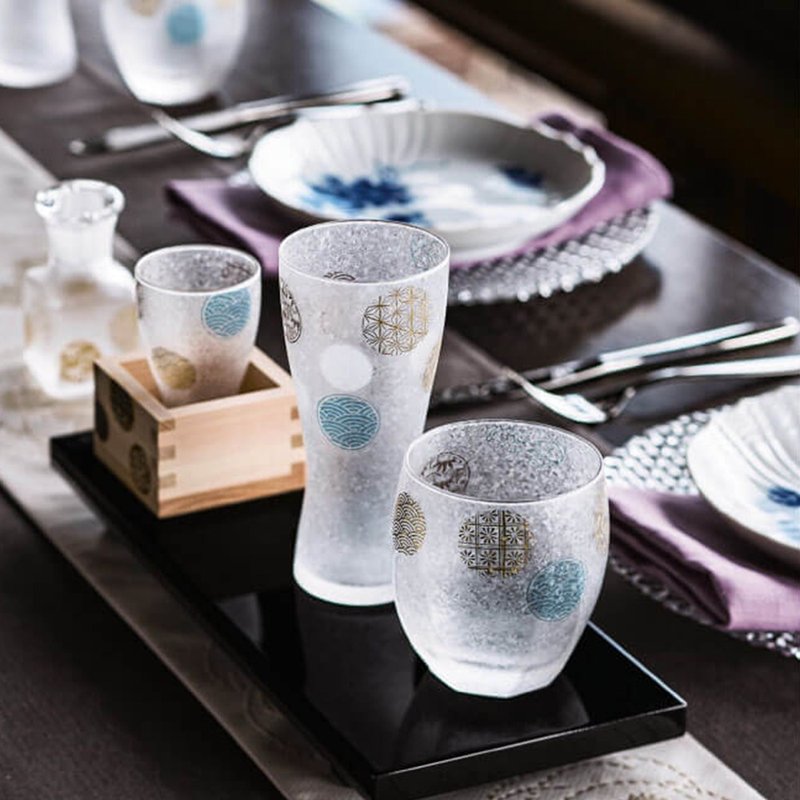 日本ADERIA 丸纹双入杯礼盒组 / 345ml - 酒杯/酒器 - 玻璃 多色