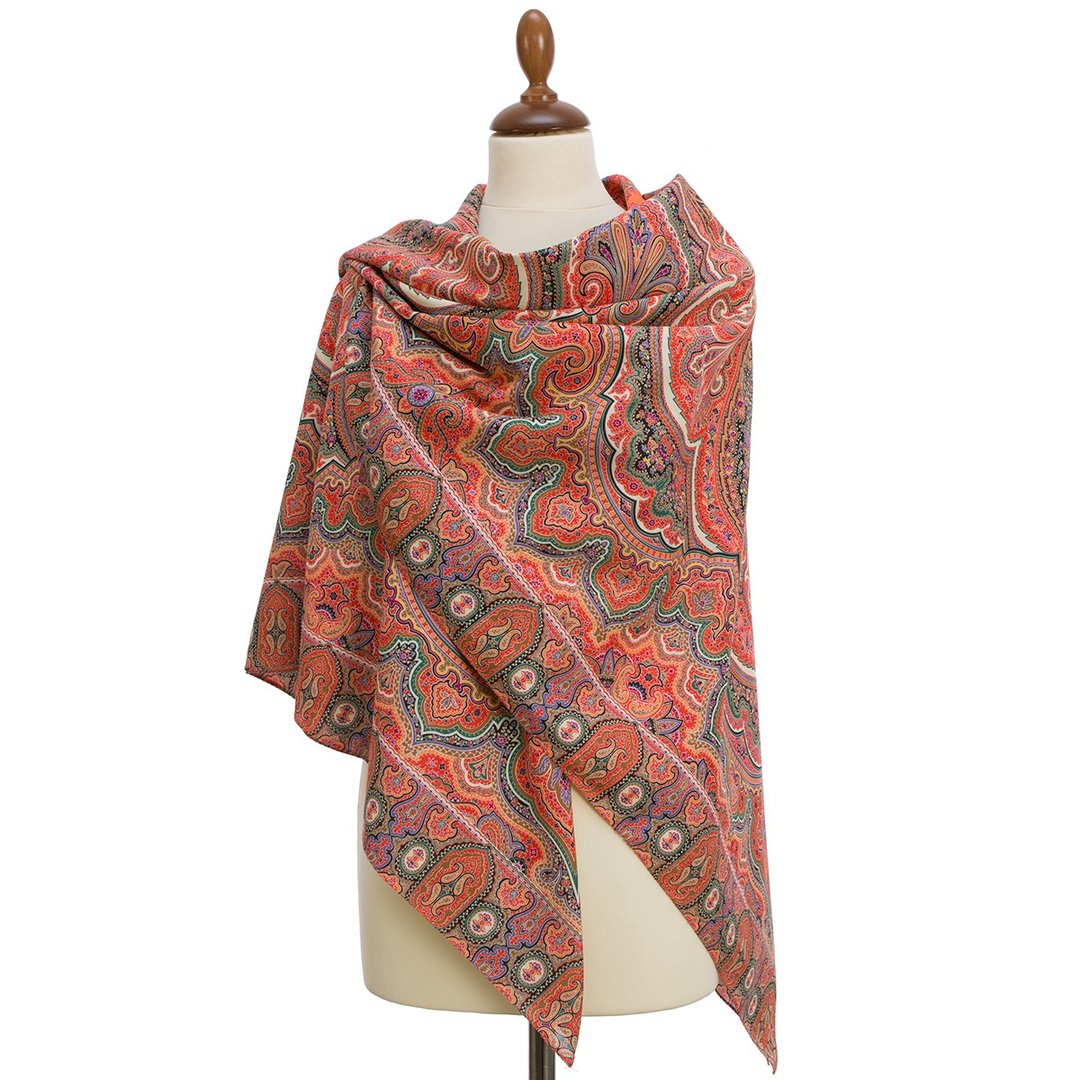 Pavlovo Posad Shawl, Russian Cotton Neck Scarf 100% Cotton Summer Wrap 1566-5 - 丝巾 - 棉．麻 多色