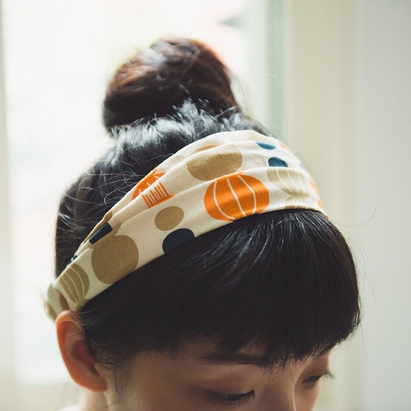 宽版发带/米力系列/灯笼/橘蓝 - 发饰 - 棉．麻 