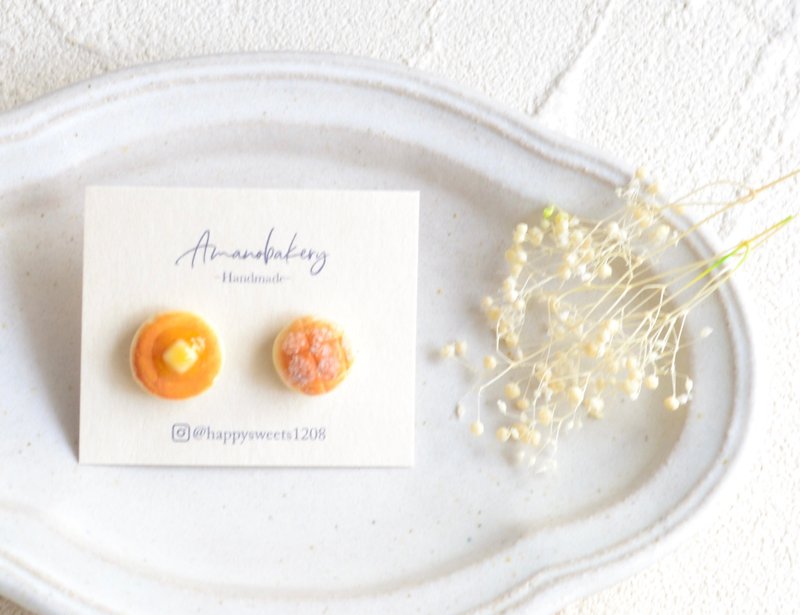 earring / miniature bread - 耳环/耳夹 - 粘土 咖啡色