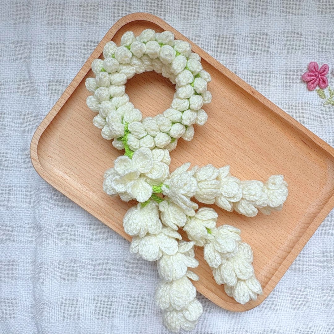 永恒茉莉花手工钩针编织花环 (19 厘米) - 其他 - 聚酯纤维 