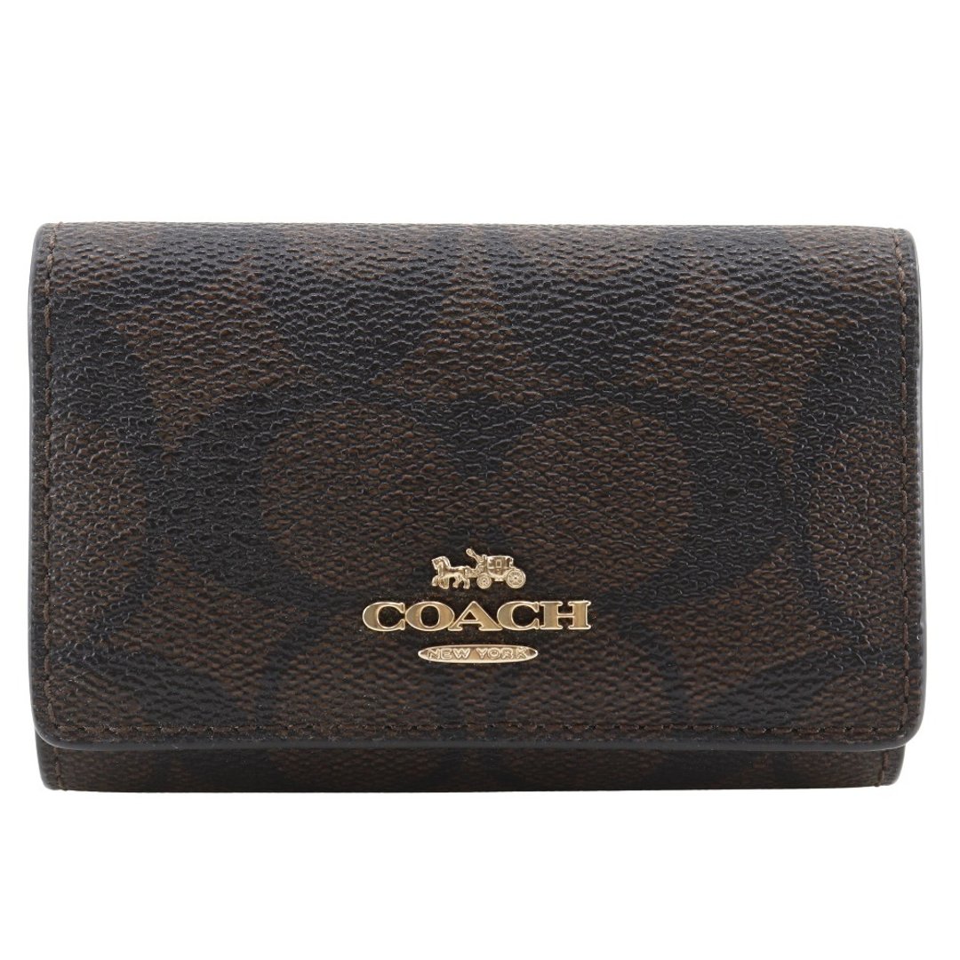 【日本直送】COACH 蔻驰 Signature 钥匙圈 F77998 PVC 棕/黑 女性【二手】 - 钥匙链/钥匙包 - 塑料 咖啡色