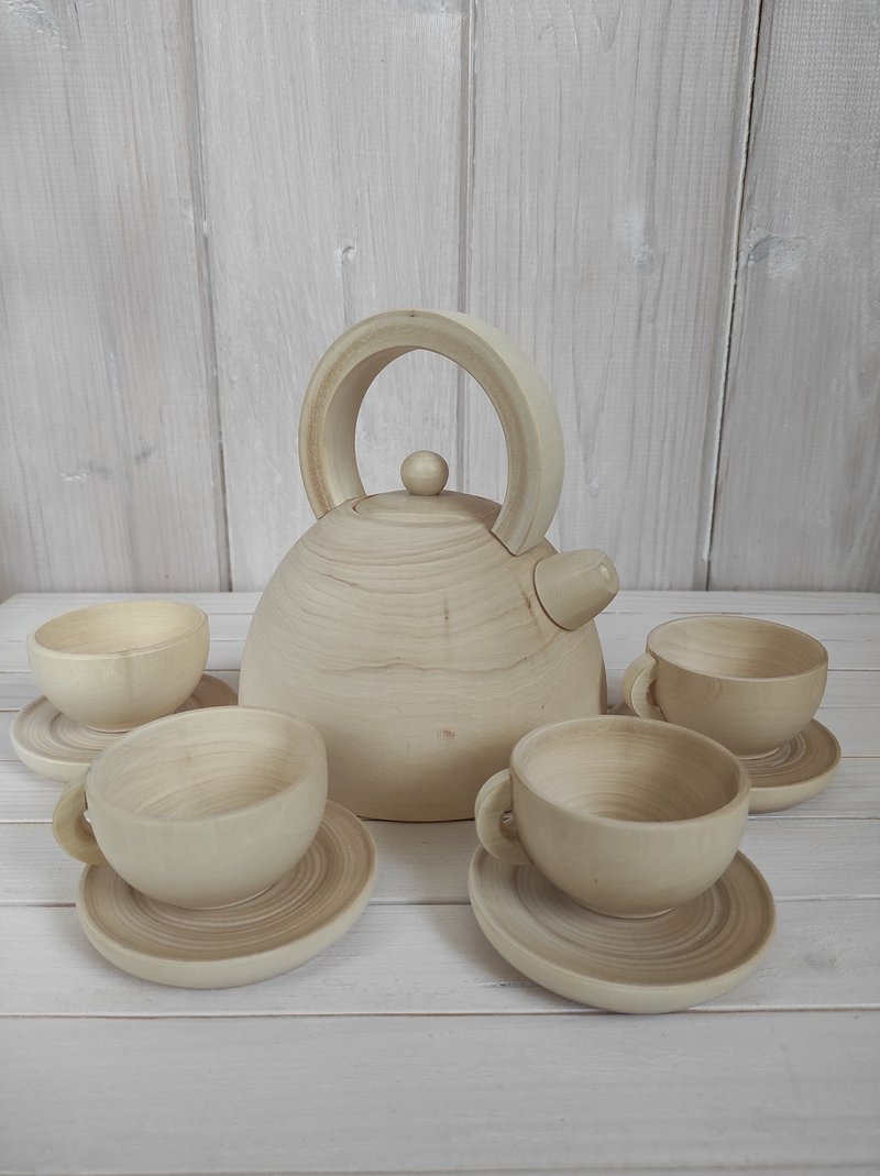 Wooden Tea Set - 玩具/玩偶 - 木头 咖啡色