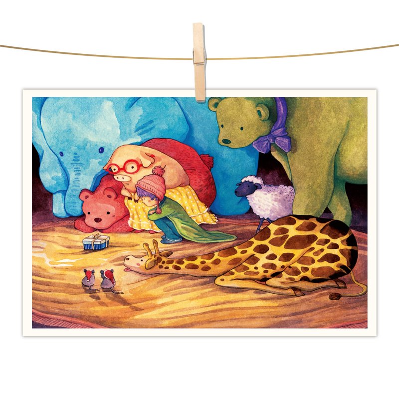 afu水彩插画明信片 - 期待的礼物 - 卡片/明信片 - 纸 橘色