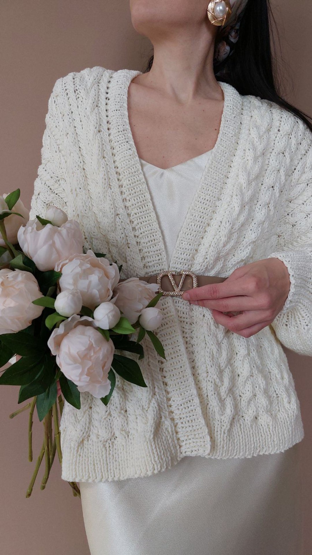 Twist jacket Cotton cardigan for women White kimono Summer coat - 女装针织衫/毛衣 - 棉 
