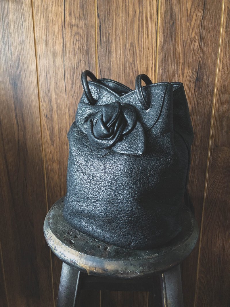 VINTAGE IBIZA 单肩皮革小包  / 牛革 / 日本制 - 侧背包/斜挎包 - 真皮 黑色