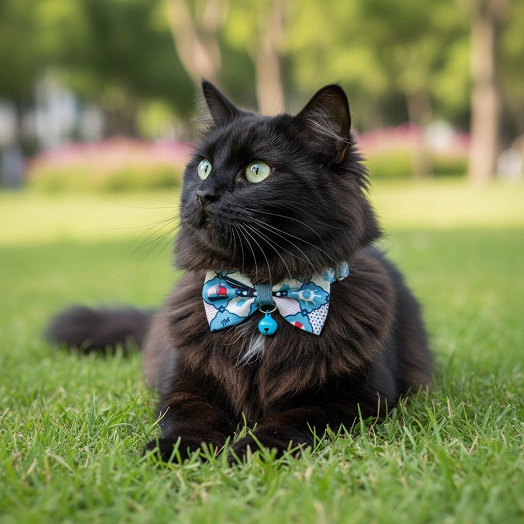 海军款 蝴蝶结宠物装饰项圈 猫咪 小型犬 迷你犬 - 项圈/牵绳 - 棉 蓝色