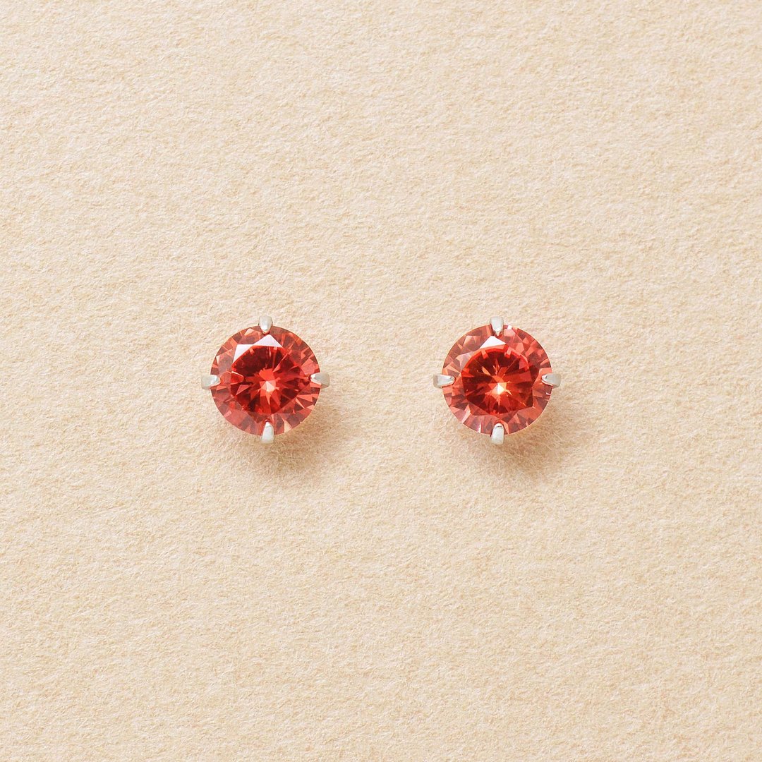 【Second Earrings】 铂金合成帕帕拉恰蓝宝石耳环 - 耳环/耳夹 - 贵金属 