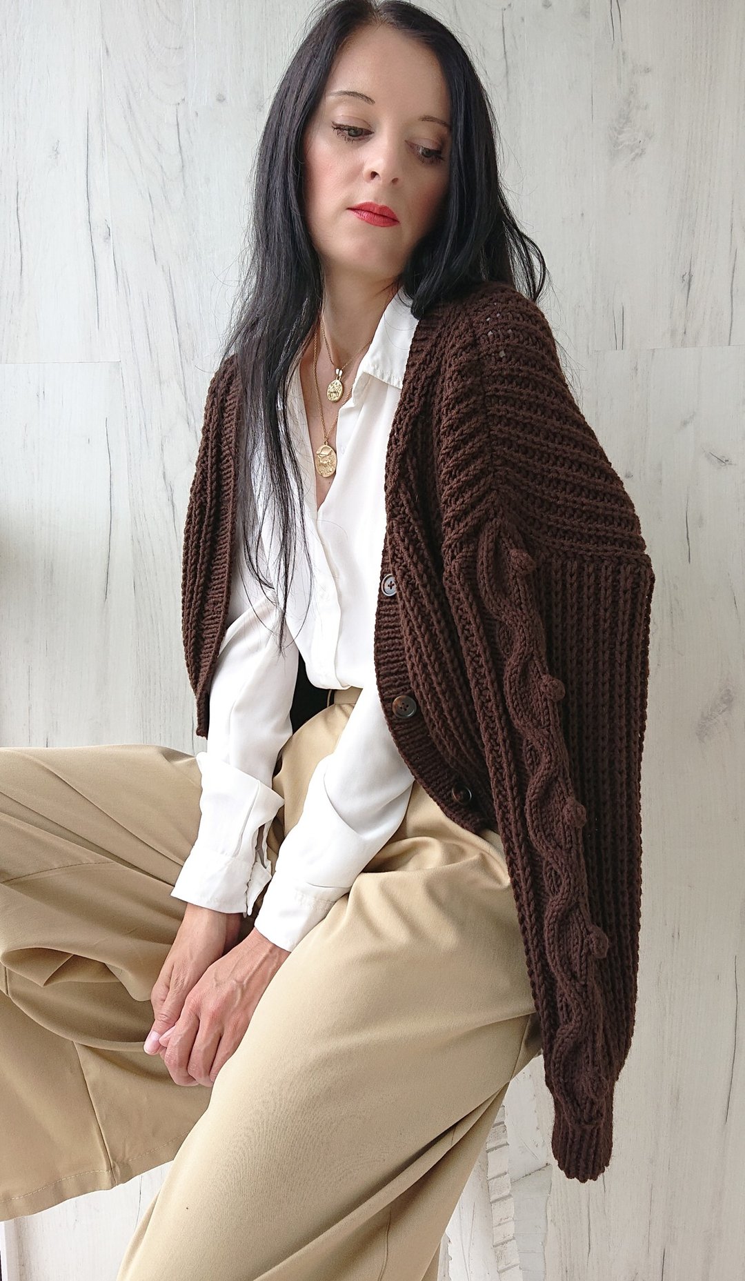 Short knitted cardigan Rib knit sweater button Coat wool Jacket - 女装针织衫/毛衣 - 羊毛 