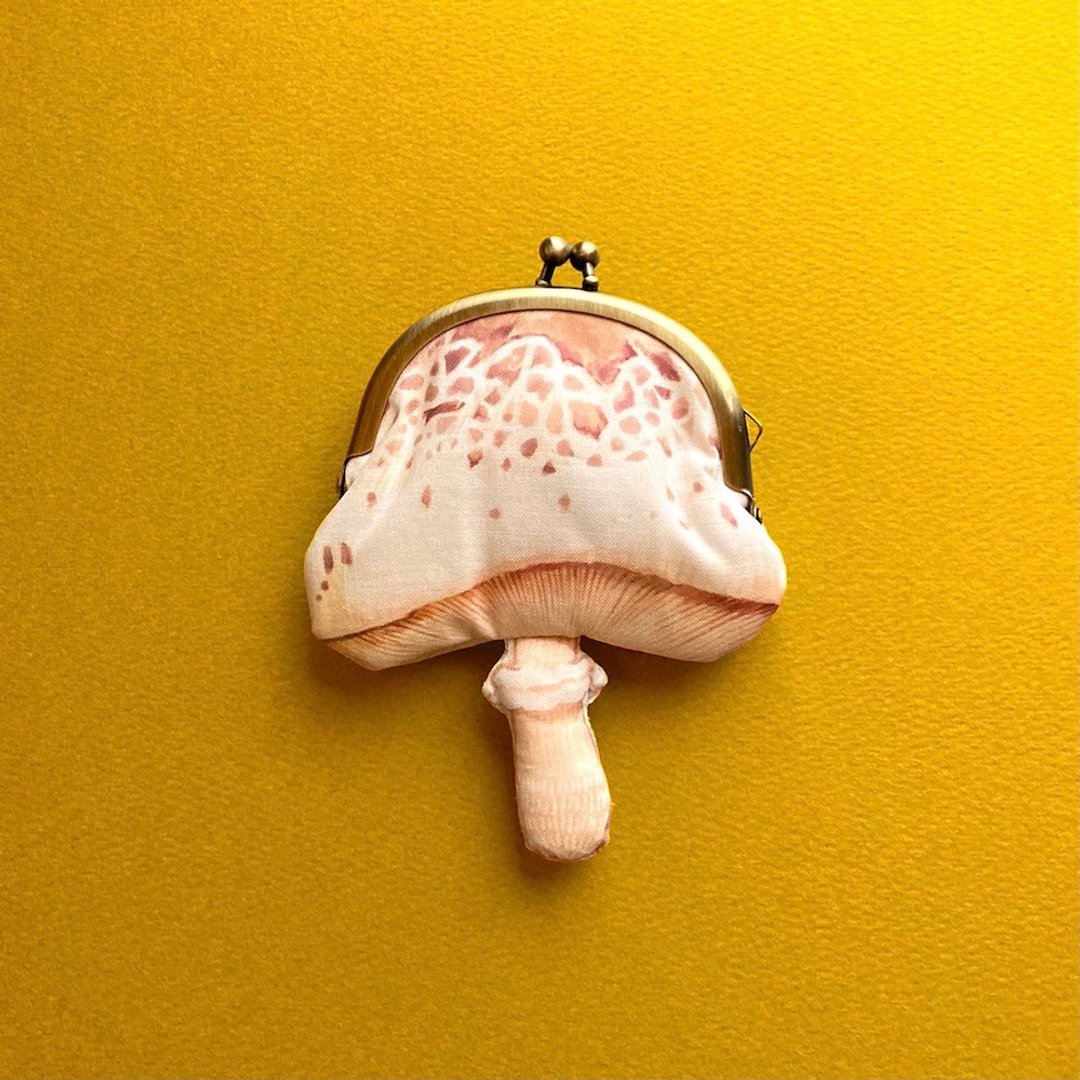 False parasol / kinoko gamaguchi purse -Chlorophyllum molybdites- Purse, coin purse, pouch - 化妆包/杂物包 - 棉．麻 卡其色