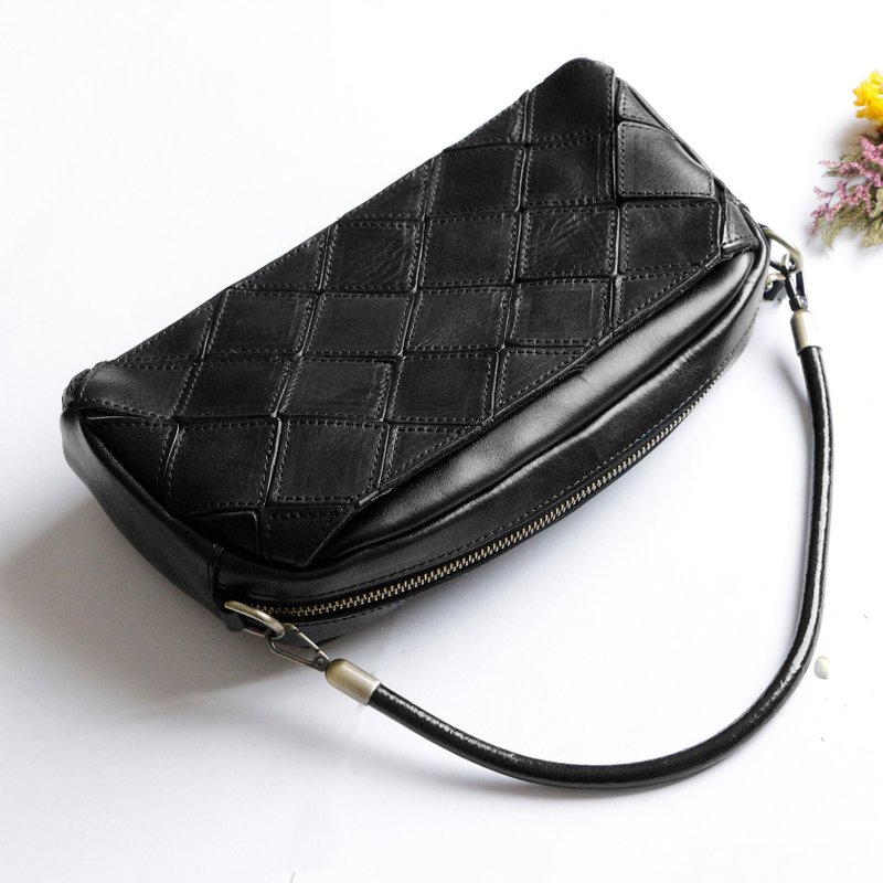 双背两用皮革斜背包｜都会休闲包｜质感约会包｜黑色 - 侧背包/斜挎包 - 真皮 黑色