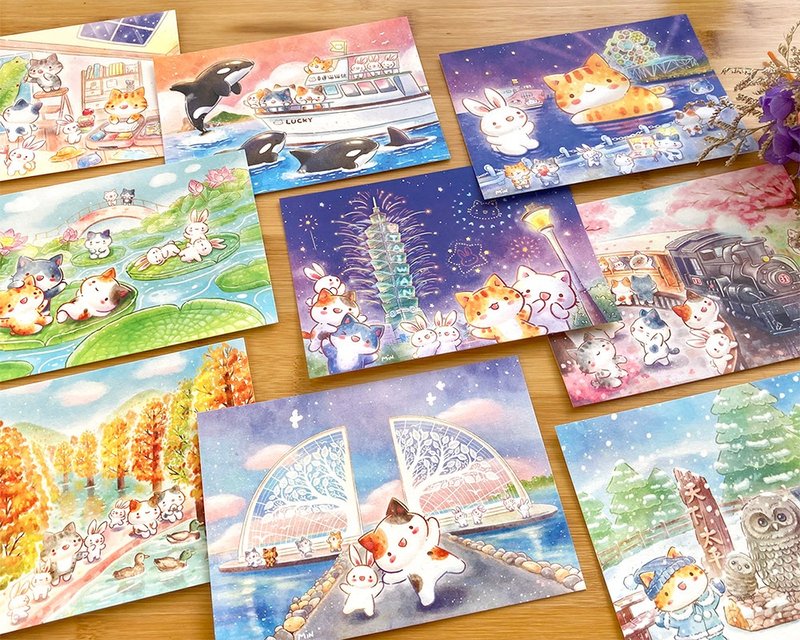 秘密猫 台湾小旅行系列 插画明信片  (共13款) - 卡片/明信片 - 纸 多色
