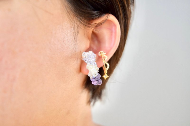 14K gold filled earcuff【one ear】 - 袖扣 - 玻璃 紫色