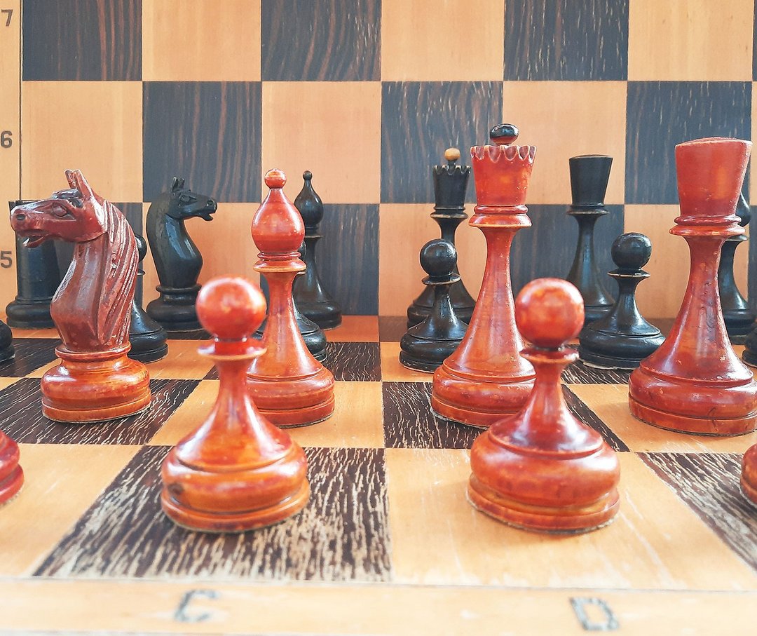 Antique Russian grandmaster chess set red black weighted Soviet 1930s vintage - 其他 - 木头 