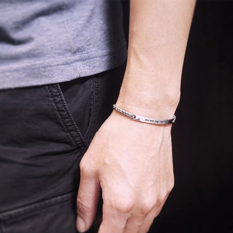微笑手链 纯银大款 定制化刻字订制 男生手链 - 手链/手环 - 纯银 银色
