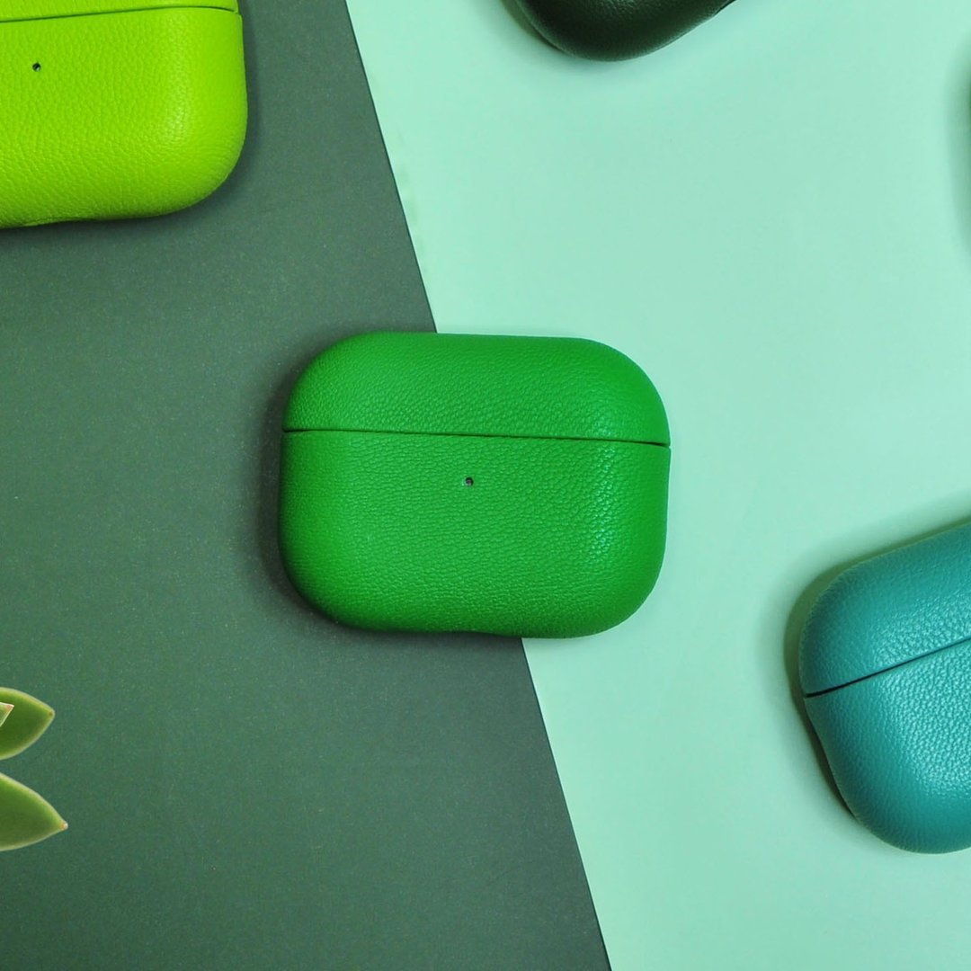 AirPods 4/3/Pro/Pro2 皮革 耳机壳 Bamboo 竹叶 定制化 - 耳机 - 真皮 绿色
