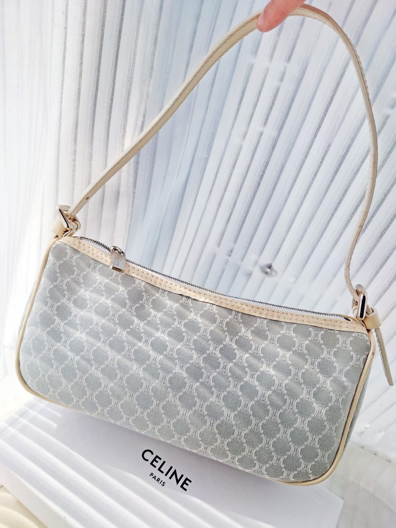 中古包 CELINE 温柔系蓝花麻将包手提包单肩包腋下包手拿包单肩包 - 手提包/手提袋 - 丝．绢 黑色