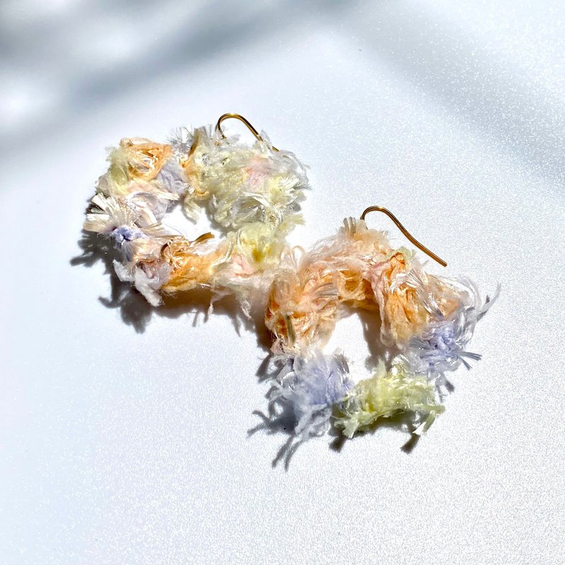 纱丽圈圈耳环・大地 - 耳环/耳夹 - 丝．绢 多色