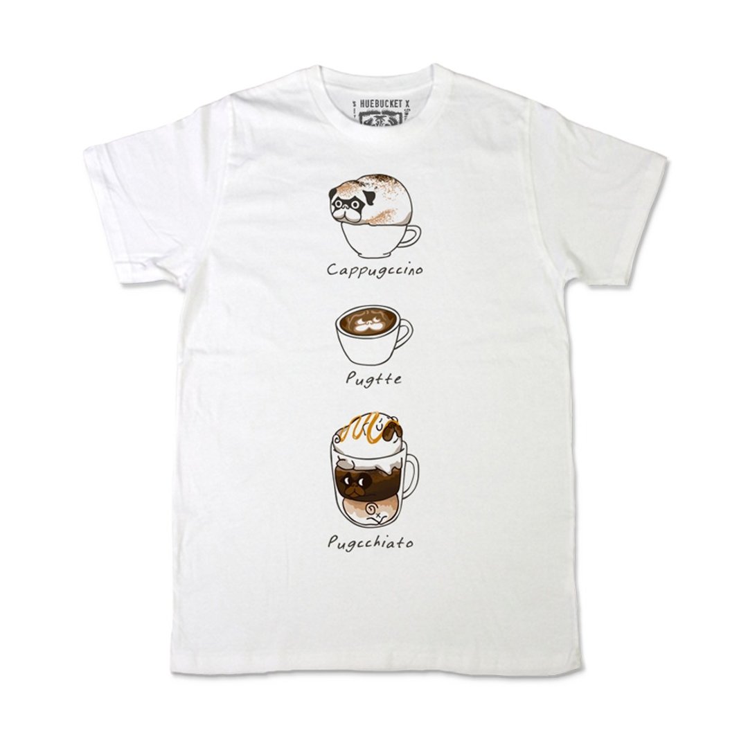 PUG Life • MY FAVORITE COFFEE • Unisex T-shirt - 男装上衣/T 恤 - 棉 白色