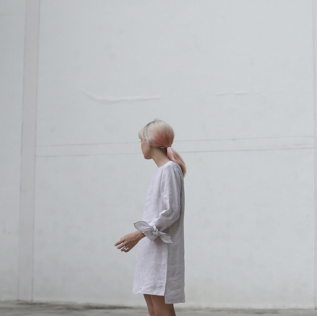 Moon Rabbit Dress (Lunar) - 洋装/连衣裙 - 棉 卡其色