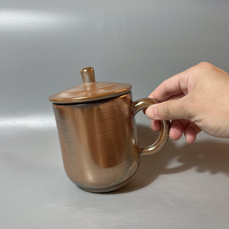 柴烧500cc有盖马克杯 / 啤酒杯 / 小平凡手作 - 茶具/茶杯 - 陶 