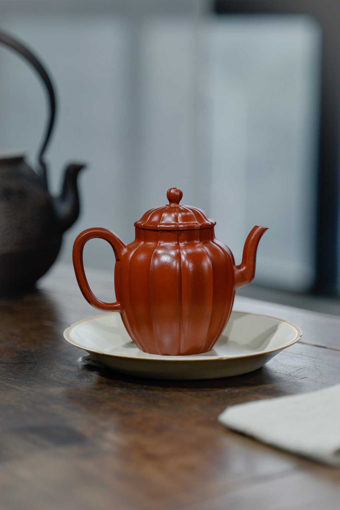 筋纹高菱 原矿朱泥 225c 7孔 陈峰制 - 茶具/茶杯 - 陶 