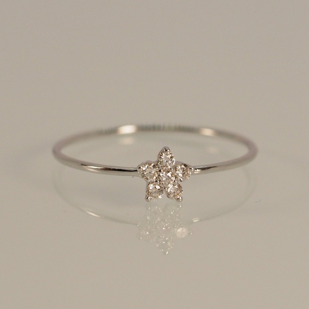 18K金樱花超薄钻石戒指 Sakura Ultrathin Diamond Ring - 戒指 - 贵金属 