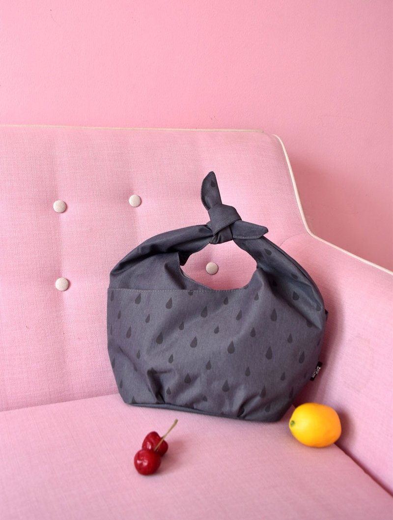 gray mini tie handle bag,small purse - 手提包/手提袋 - 聚酯纤维 灰色