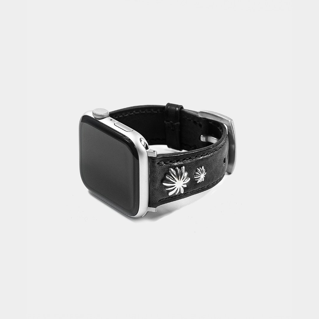 4-Heli Concho Apple Watch Strap(Black)_Black Stitch - 表带 - 真皮 黑色