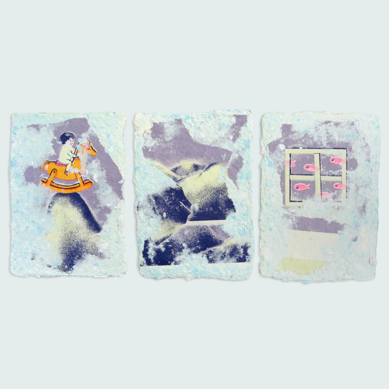 【手工画/卡片组】平衡 (1组3张) - 卡片/明信片 - 纸 蓝色