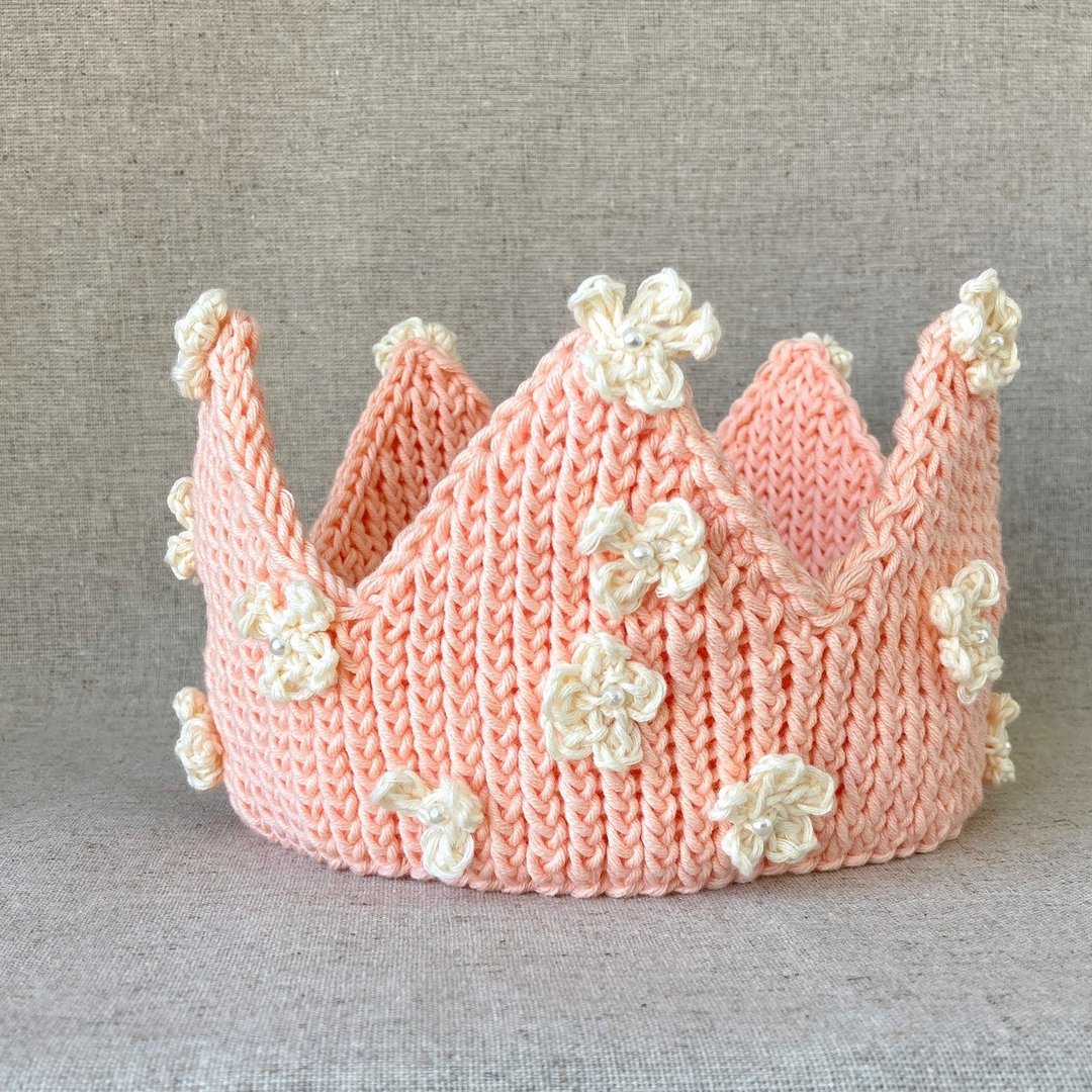 Baby headband crown, Newborn props, 1st birthday crown, Birthday baby hairband - 婴儿帽/发带 - 棉．麻 粉红色