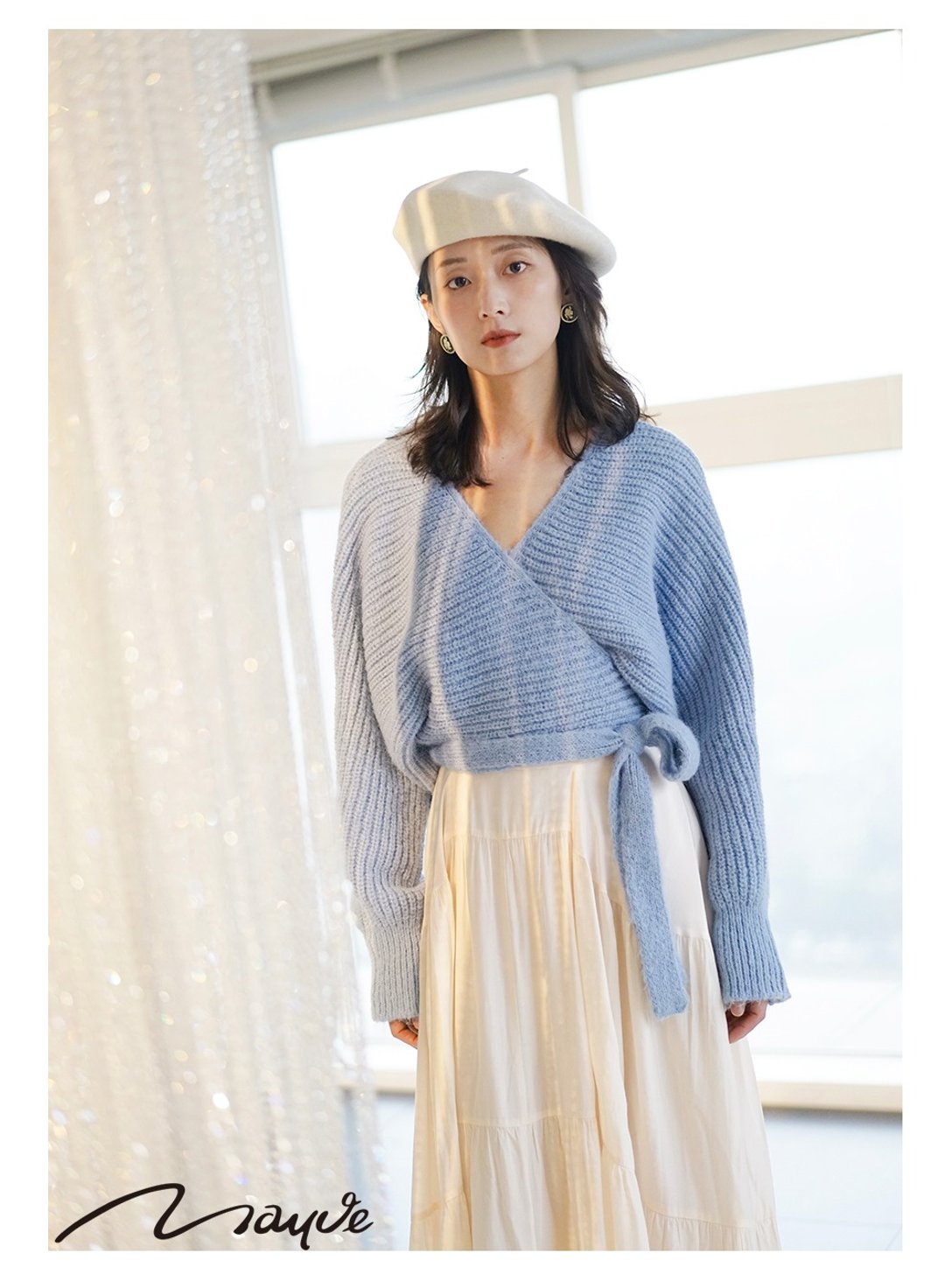 孤品 设计感balletcore芭蕾V领雾面系带针织外套 - 女装针织衫/毛衣 - 羊毛 