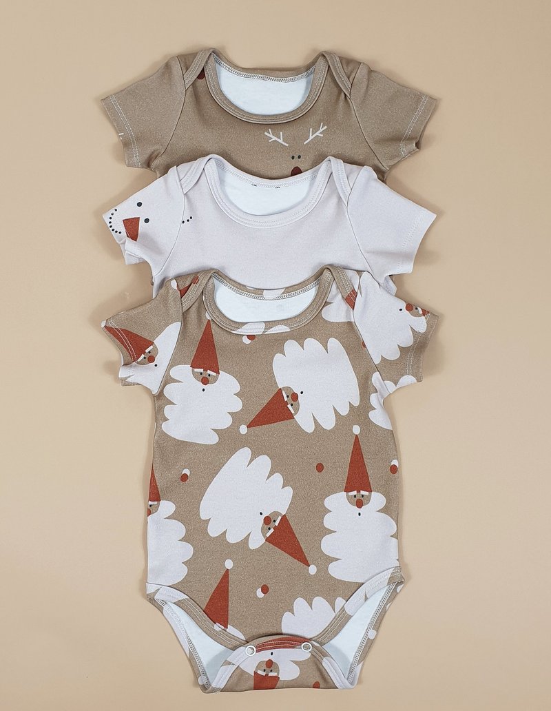 Christmas baby onesies, baby boy bodysuit, baby girl bodysuit, baby onesie - 包屁衣/连体衣 - 棉．麻 多色